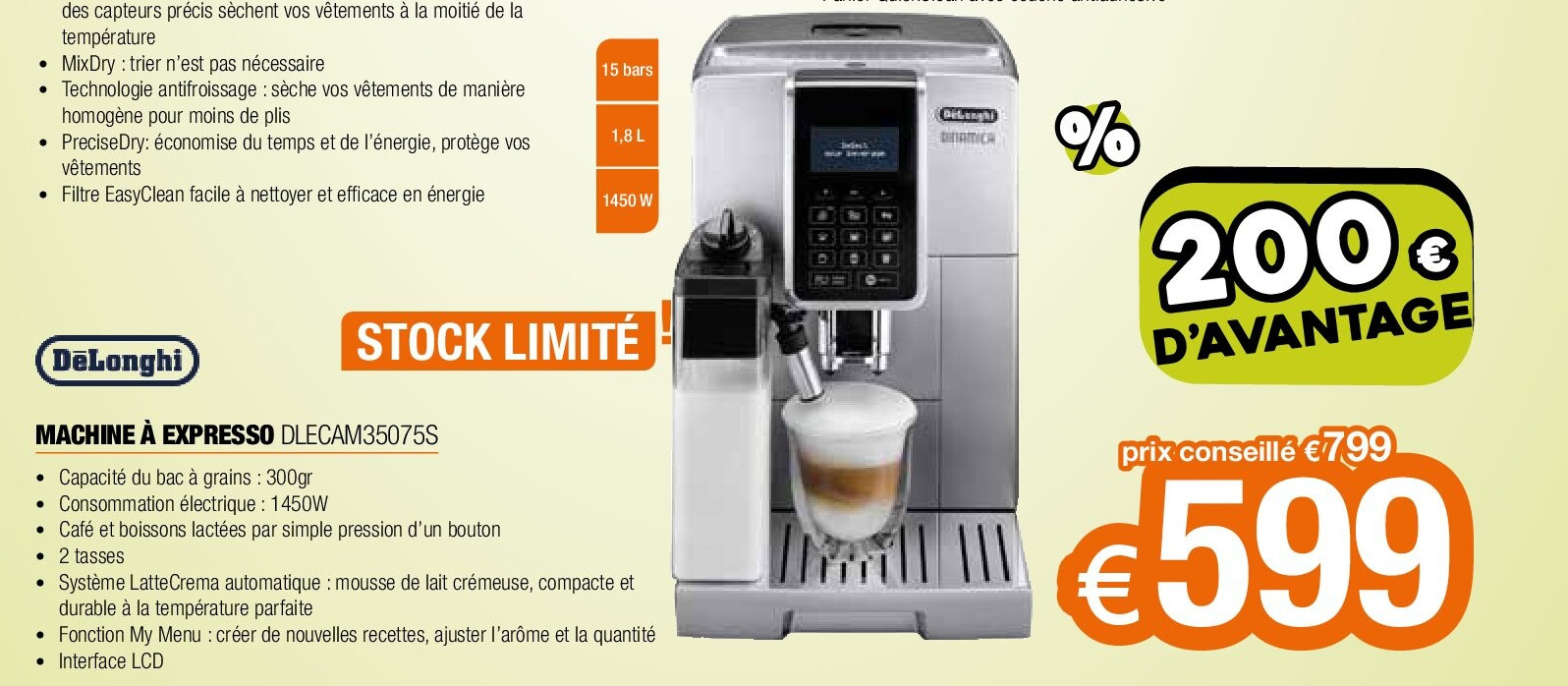 Delonghi MACHINE À EXPRESSO DLECAM35075S