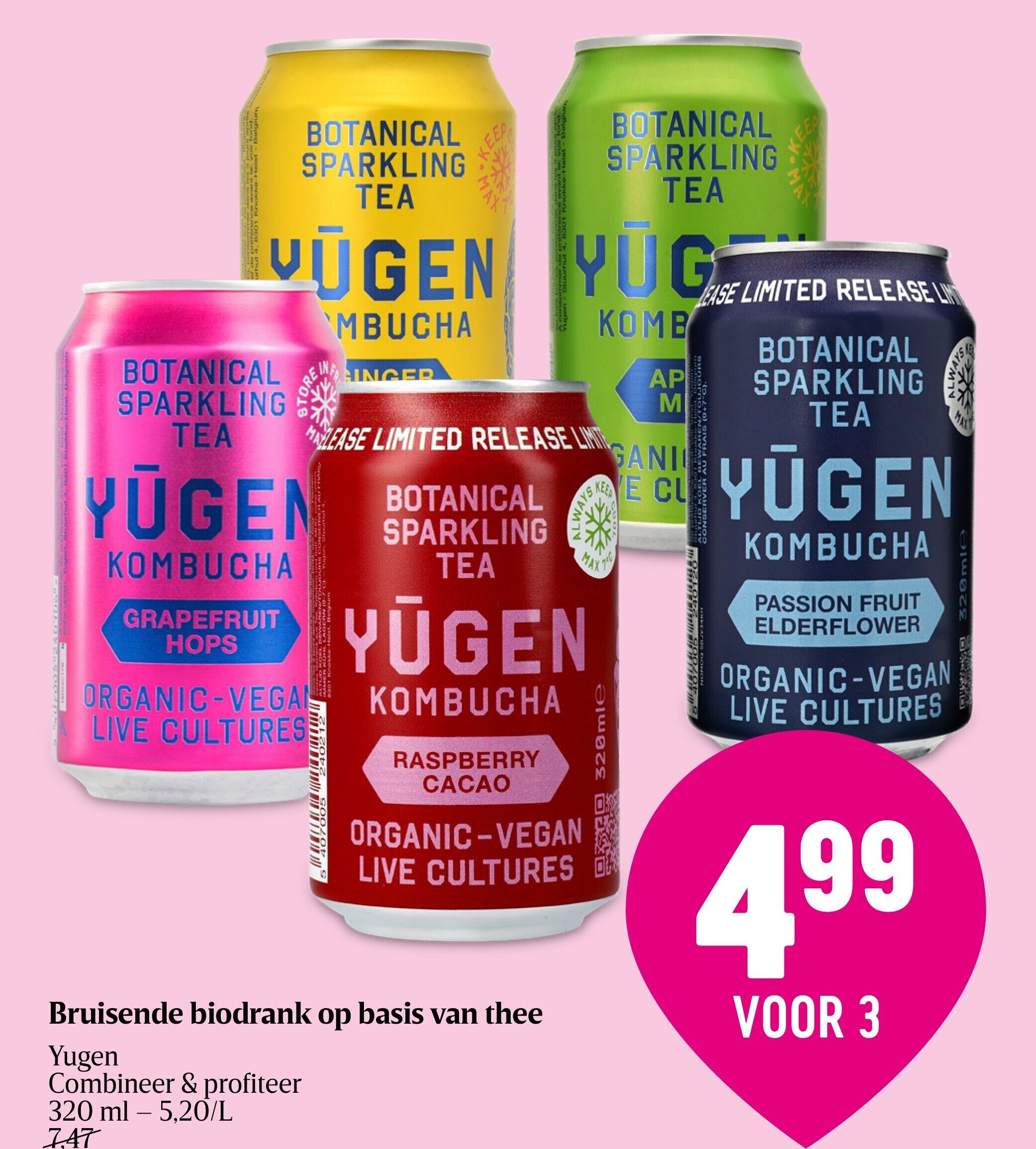 Bruisende biodrank op basis van thee