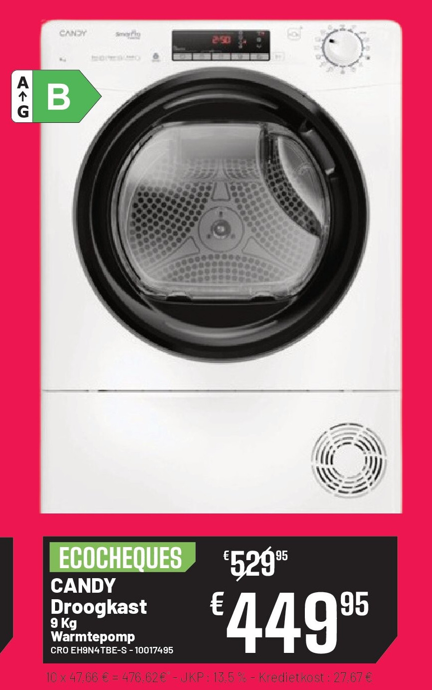 CANDY Droogkast 9 Kg Warmtepomp CRO EH9N4TBE-S
