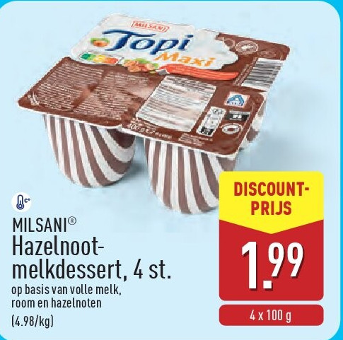 Hazelnootmelkdessert, 4st.