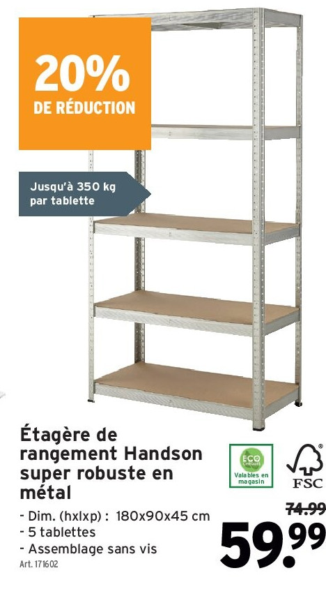 Étagère de rangement Handson super robuste en métal