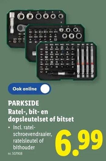 Ratel-, bit- en dopsleutelset of bitset