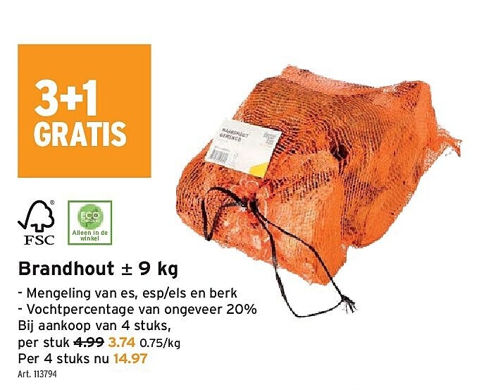 Brandhout ± 9 kg