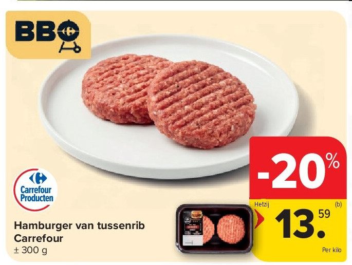 Hamburger van tussenrib Carrefour