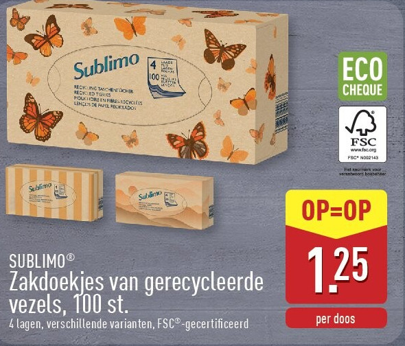 Zakdoekjes van gerecycleerde vezels, 100st.