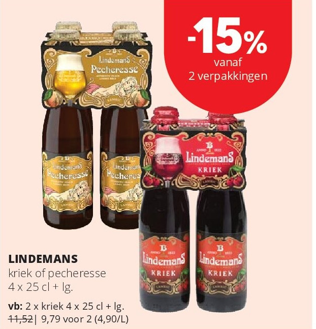 LINDEMANS kriek 4 x 25 cl + lg