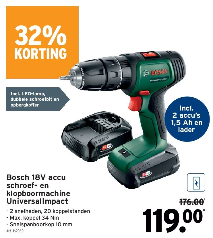 Bosch 18V accu schroef- en klopboormachine UniversalImpact