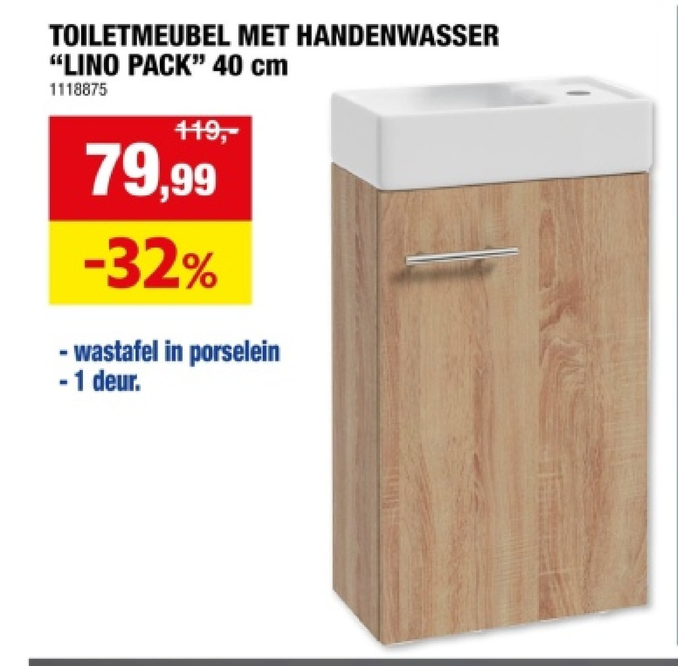 TOILETMEUBEL MET HANDENWASSER "LINO PACK" 40 cm