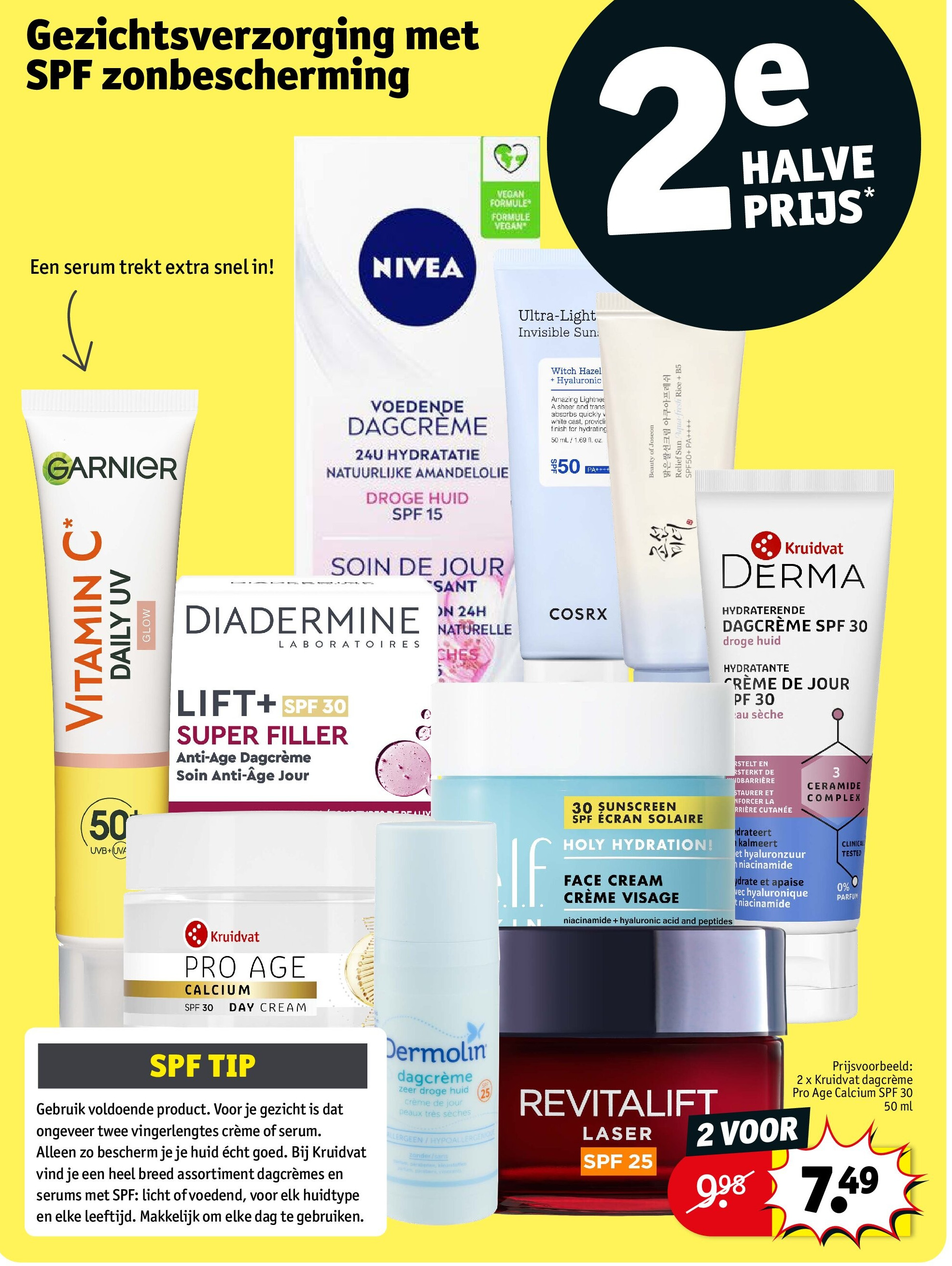 2 x Kruidvat dagcrème Pro Age Calcium SPF 30 50 ml
