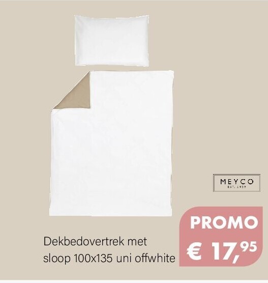 Dekbedovertrek met sloop 100x135 uni offwhite