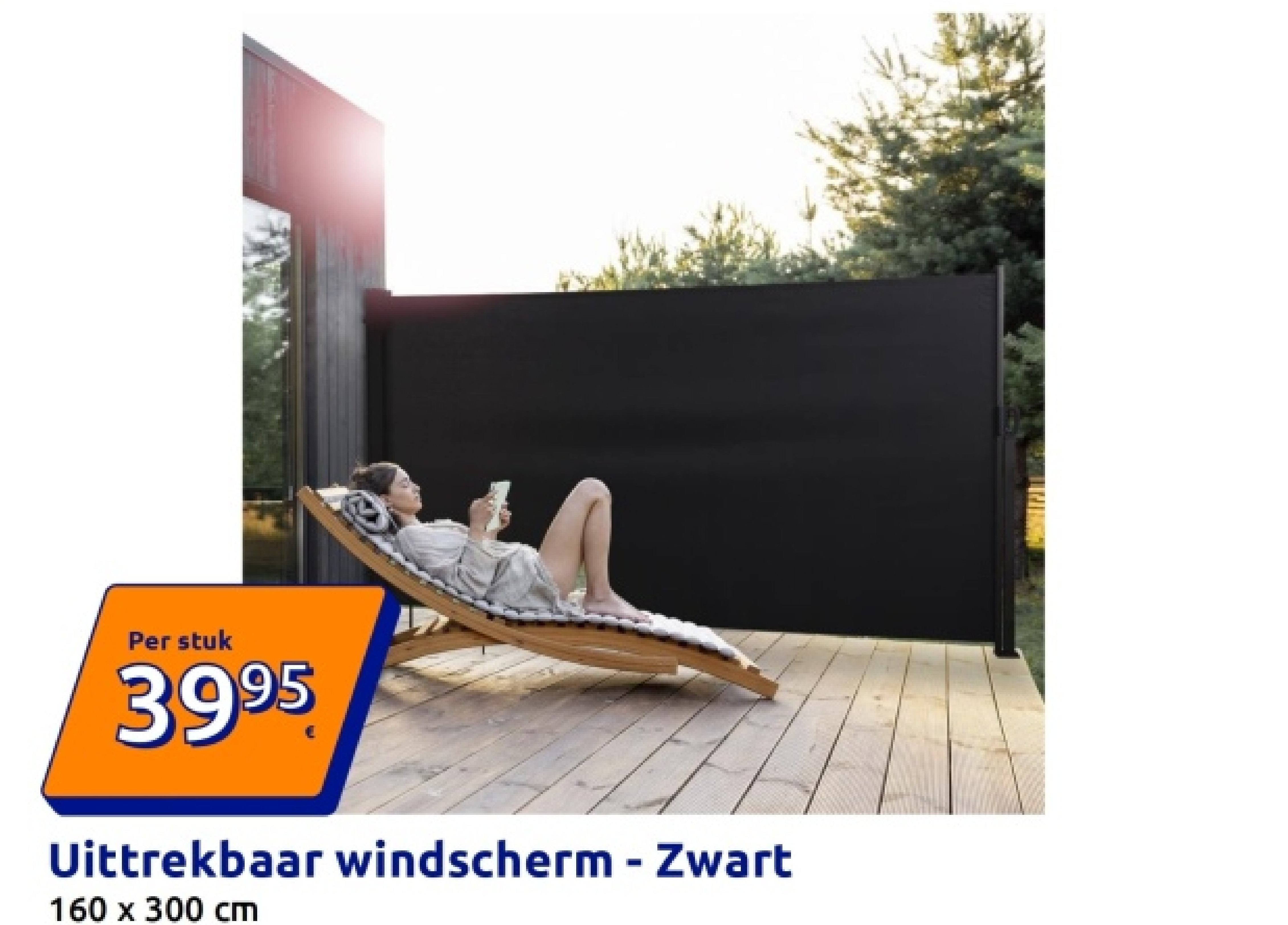 Uittrekbaar windscherm - Zwart