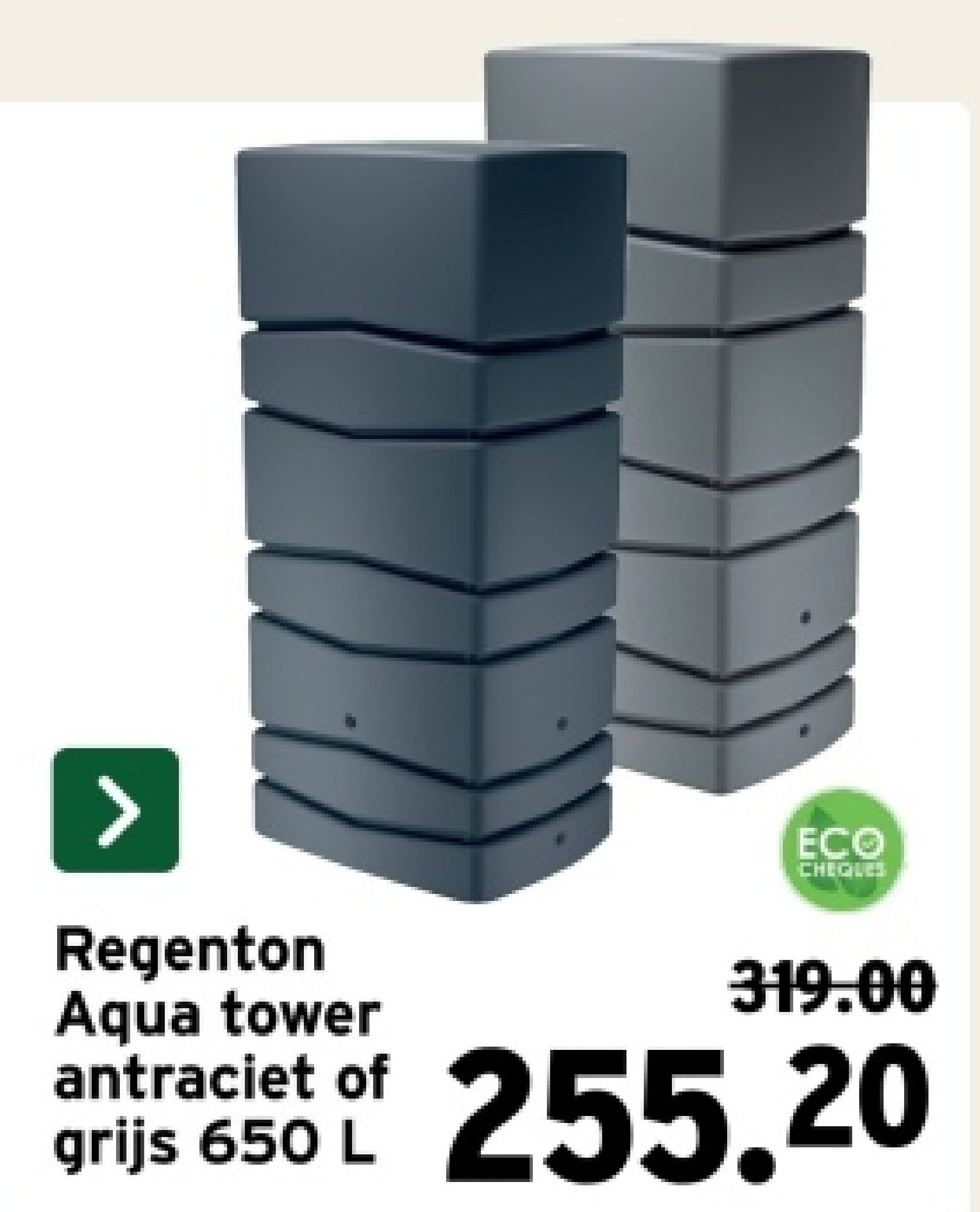 Regenton Aqua tower antraciet of grijs 650 L