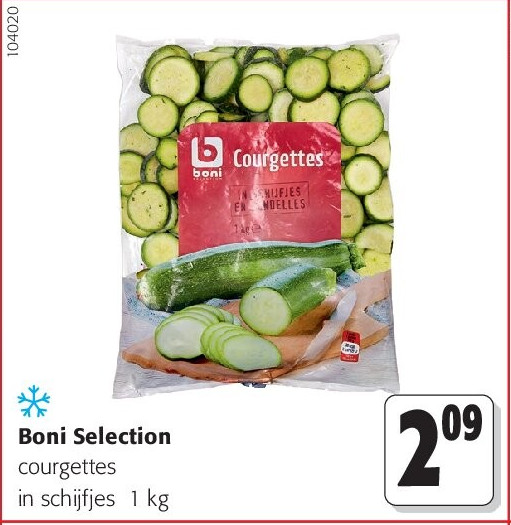 Boni Selection courgettes in schijfjes 1 kg