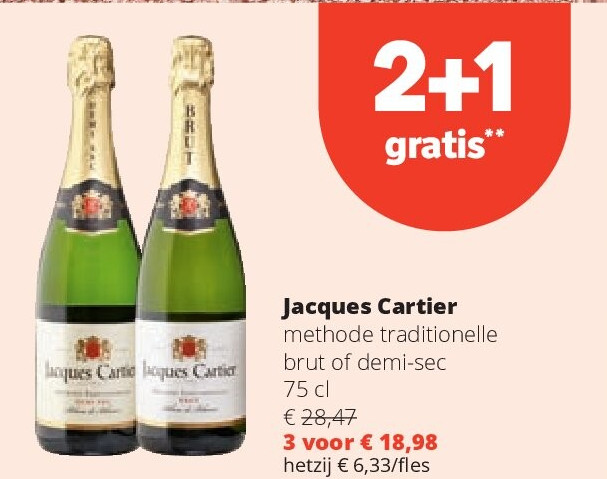Jacques Cartier methode traditionelle brut of demi-sec 75 cl