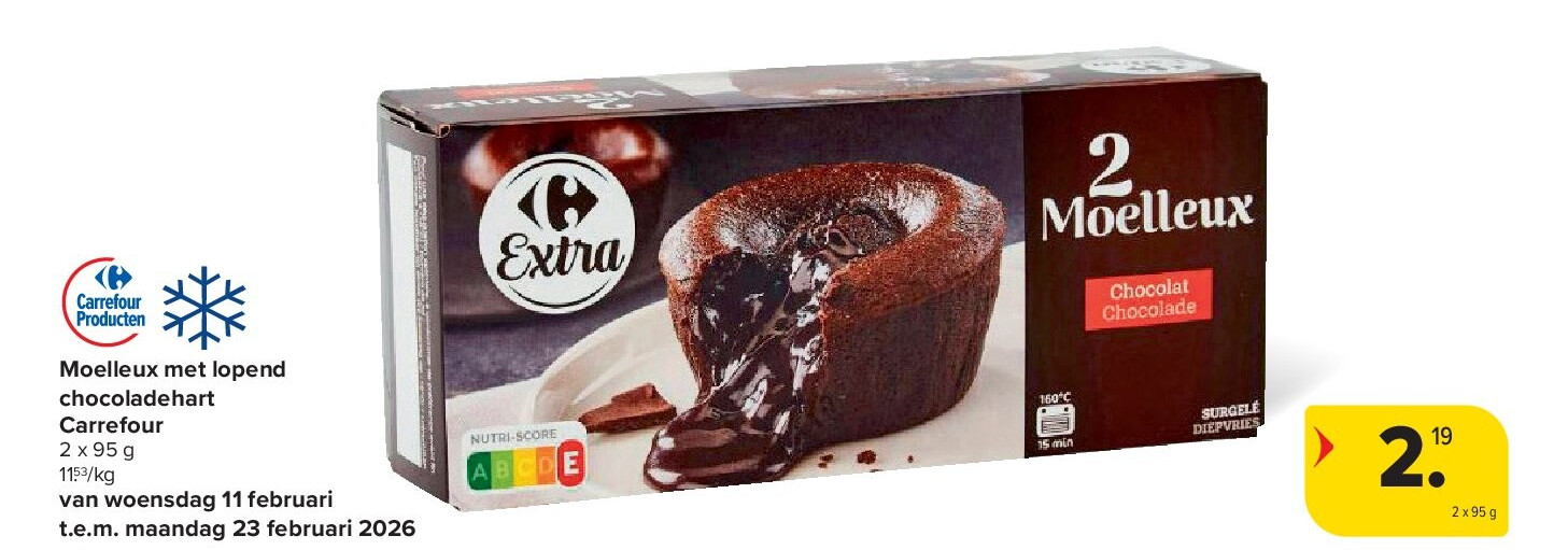 Moelleux met lopend chocoladehart Carrefour