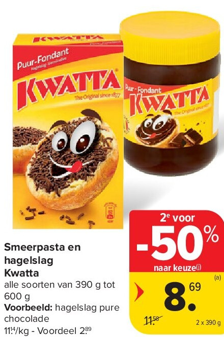Smeerpasta en hagelslag Kwatta