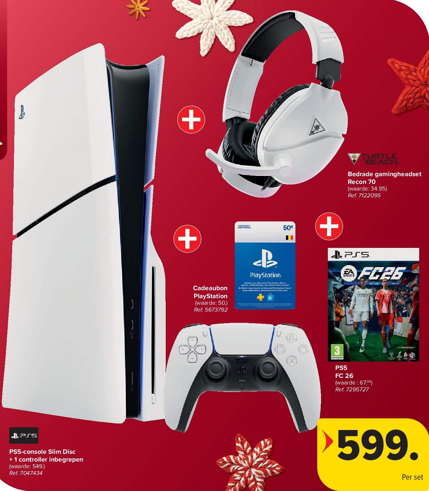 Bedrade gamingheadset Recon 70 + Cadeaubon PlayStation + PS5 FC 26 + PS5-console Slim Disc + 1 controller inbegrepen