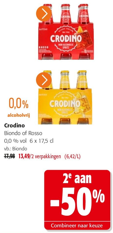 Crodino Biondo of Rosso 0,0 % vol 6 x 17,5 c
