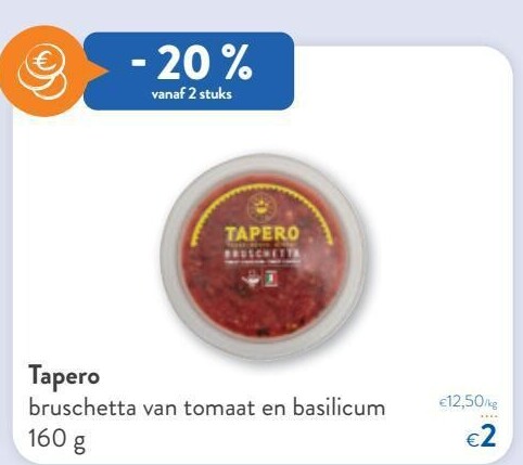 Tapero bruschetta van tomaat en basilicum 160 g