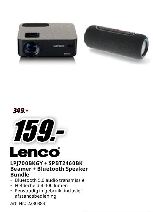 LPJ700BKGY + SPBT2460BK Beamer + Bluetooth Speaker Bundle