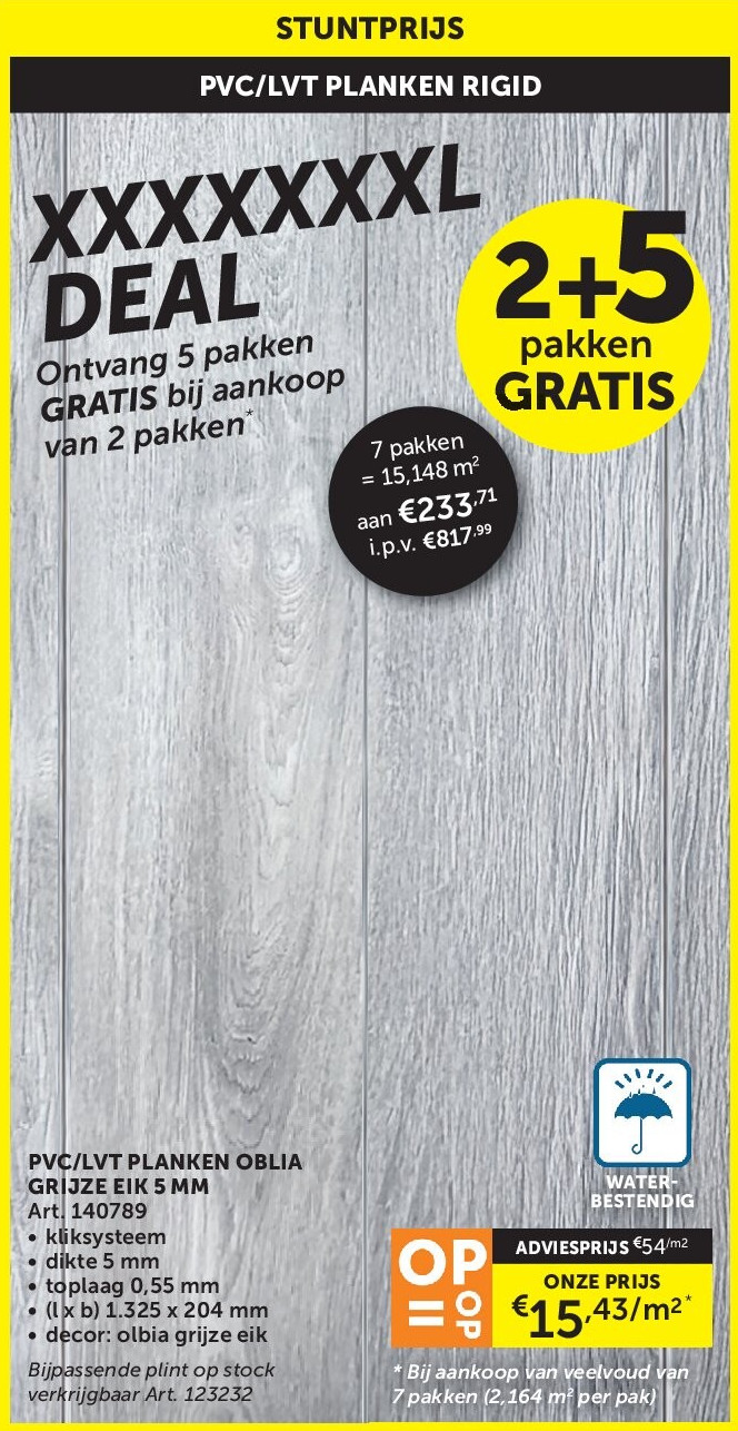 PVC/LVT PLANKEN OBLIA GRIJZE EIK 5 MM