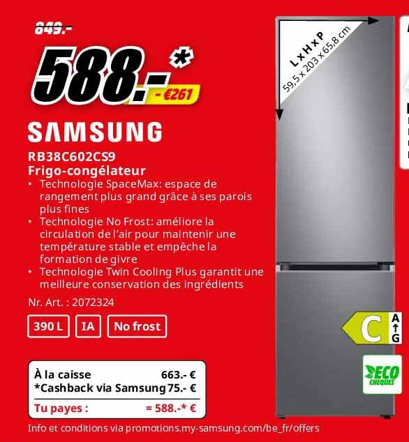 Samsung RB38C602CS9 Frigo-congélateur