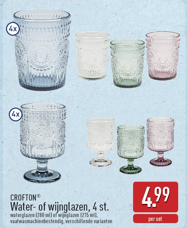 Water- of wijnglazen, 4st.