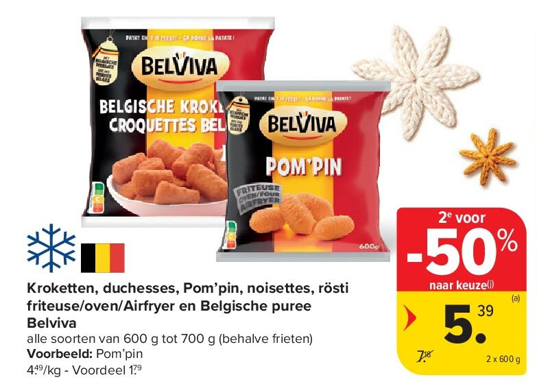 Kroketten, duchesses, Pom’pin, noisettes, rösti friteuse/oven/Airfryer en Belgische puree Belviva