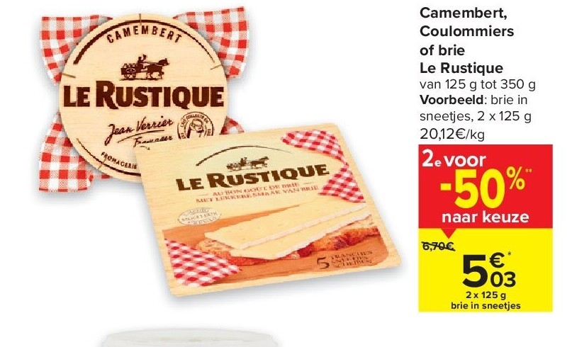 Camembert, Coulommiers of brie Le Rustique