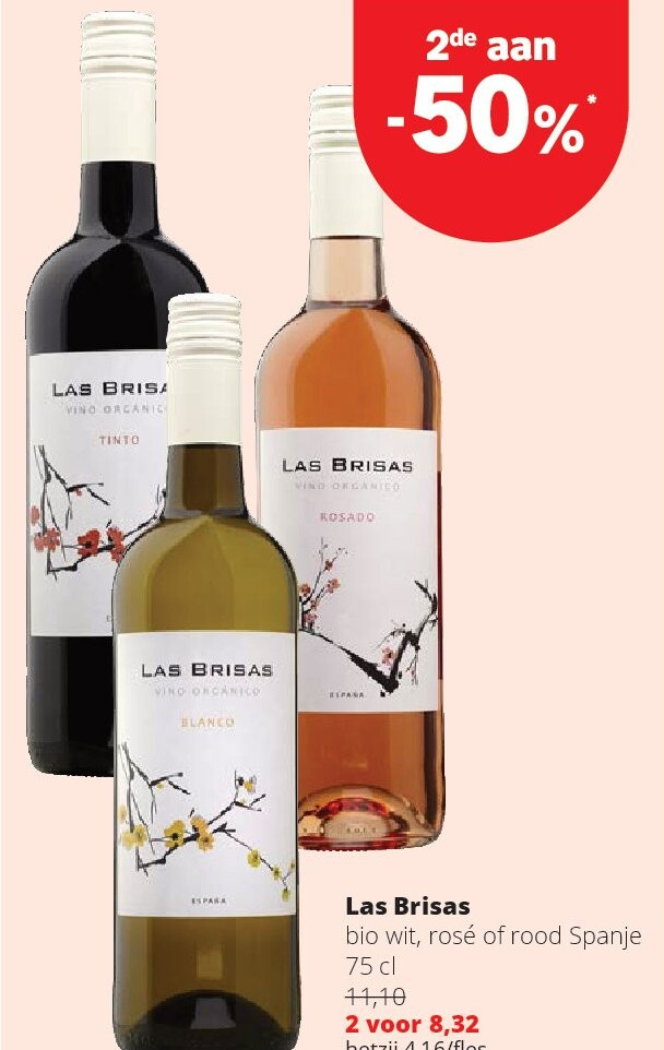 Las Brisas bio wit, rosé of rood Spanje 75 cl