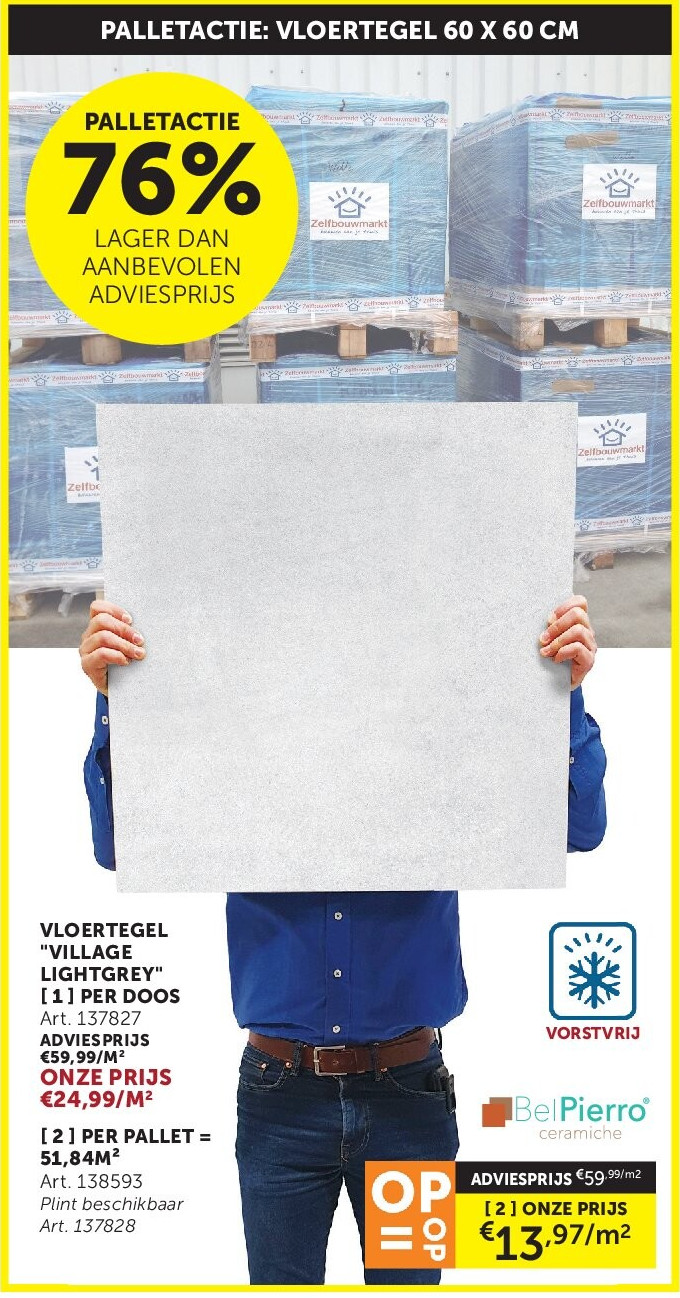 VLOERTEGEL "VILLAGE LIGHTGREY" [ 2 ] PER PALLET = 51,84M²