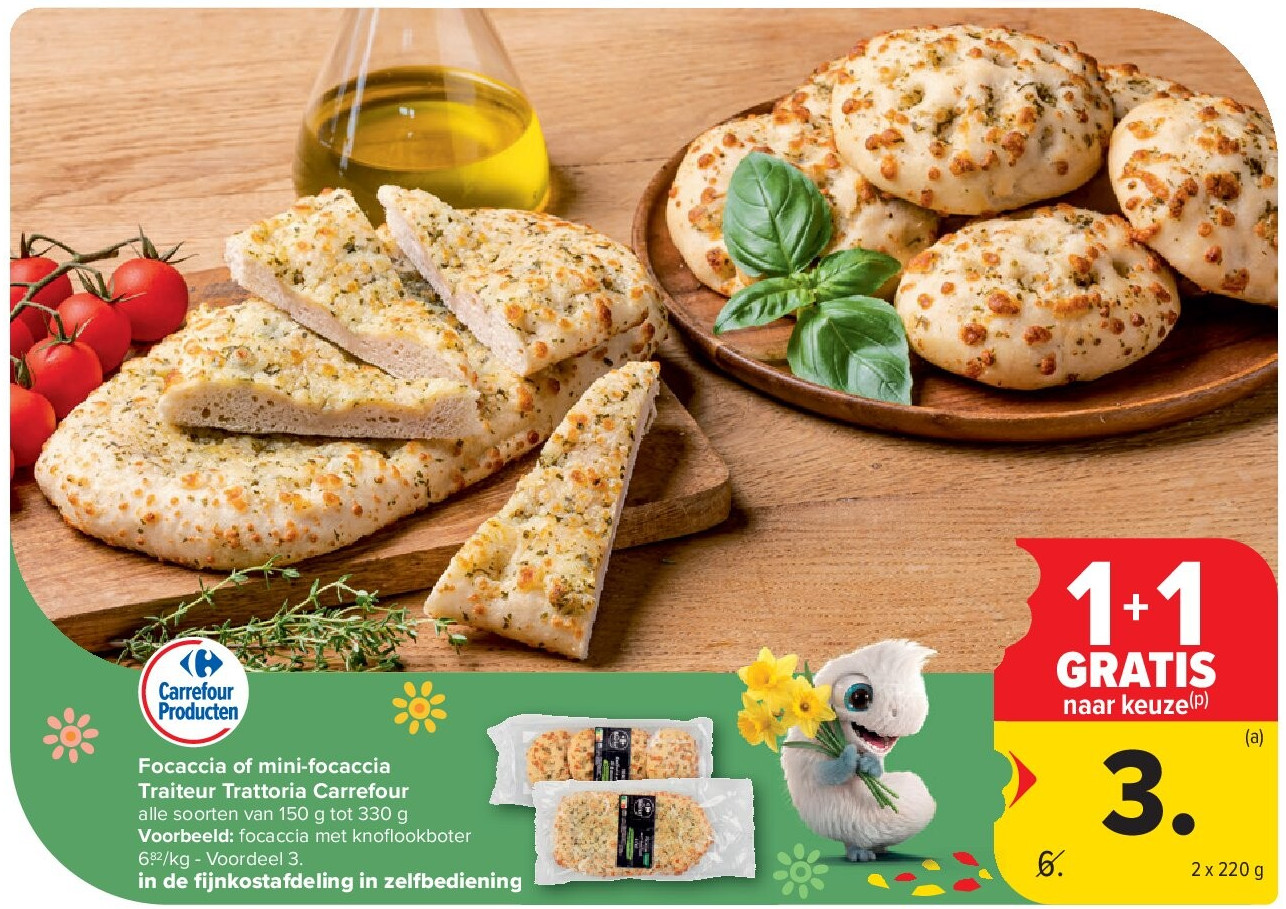 Focaccia of mini-focaccia Traiteur Trattoria Carrefour
