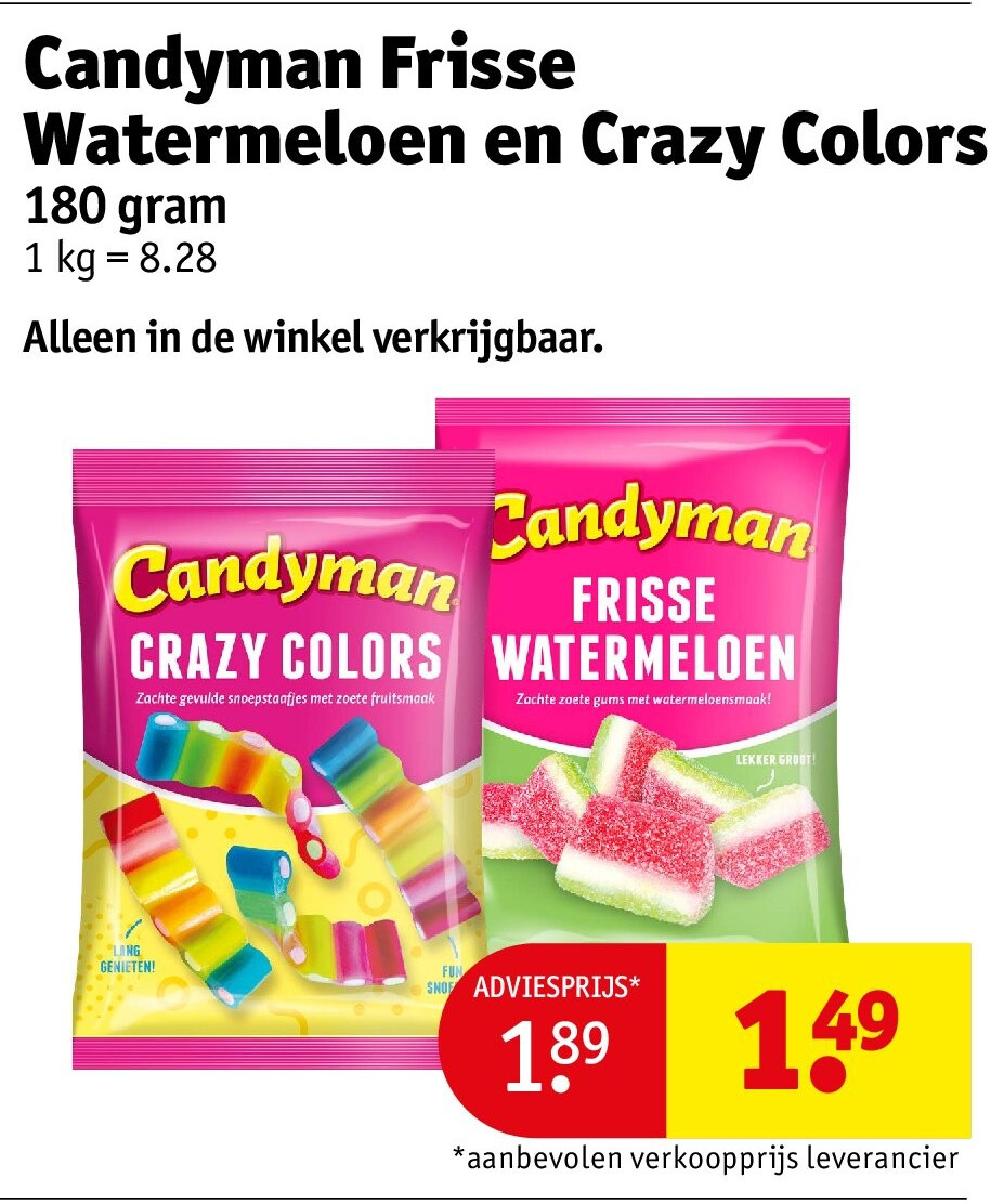 Candyman Frisse Watermeloen en Crazy Colors