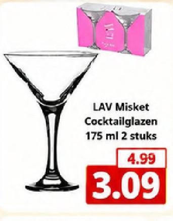 LAV Misket Cocktailglazen 175 ml 2 stuks