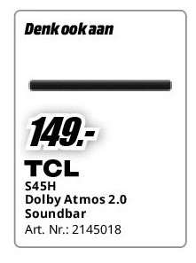 TCL S45H Dolby Atmos 2.0 Soundbar