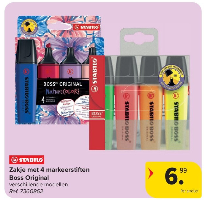 Zakje met 4 markeerstiften Boss Original