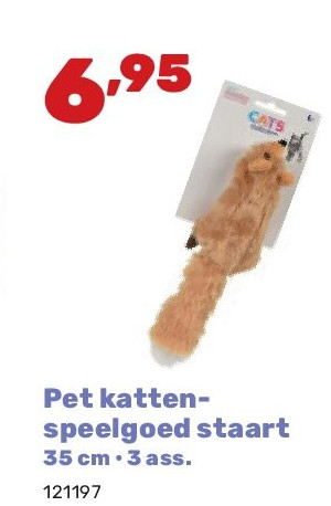 Pet kattenspeelgoed staart 35 cm • 3 ass.
