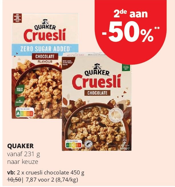 QUAKER cruesli chocolate 450 g