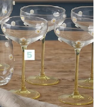 Set van 4 champagneglazen Marguerite