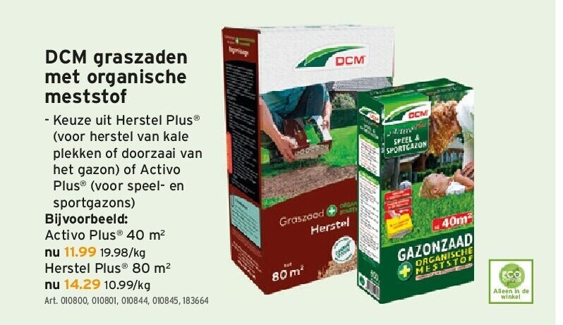 DCM graszaden met organische meststof Activo Plus 40 m2