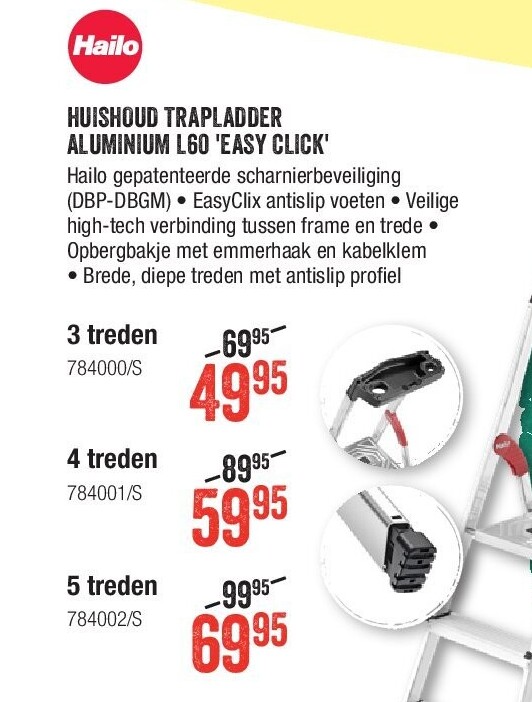 Huishoud Trapladder Aluminium L60 'Easy Click 5 treden
