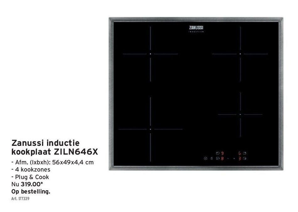 Zanussi inductie kookplaat ZILN646X