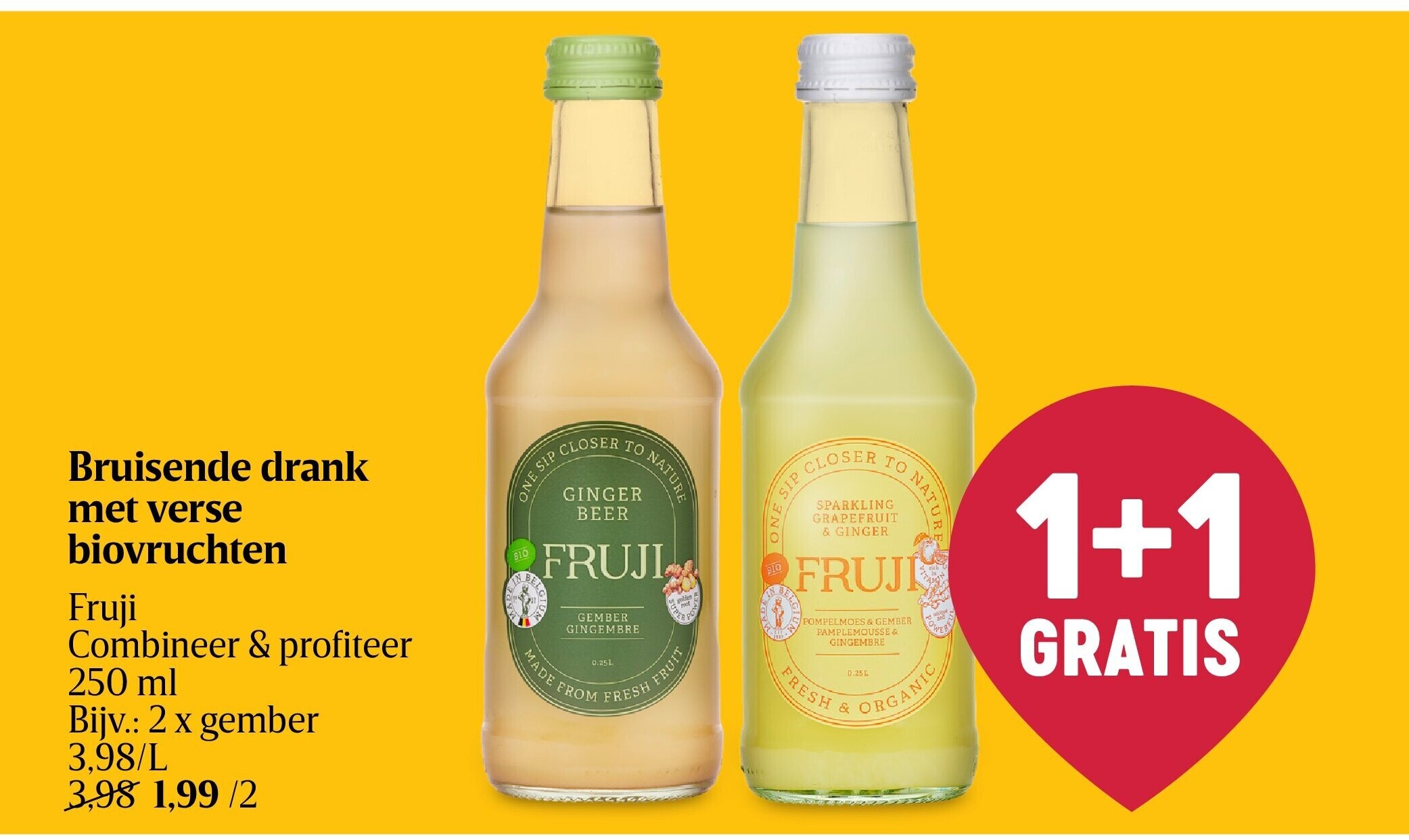 Bruisende drank met verse biovruchten