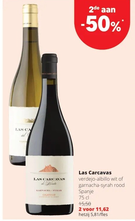 Las Carcavas verdejo-albillo wit of garnacha-syrah rood Spanje 75 cl