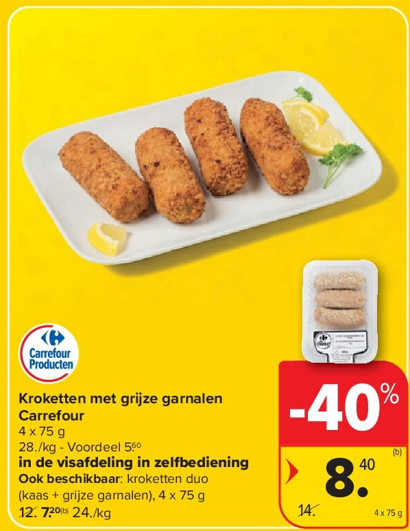 Kroketten met grijze garnalen Carrefour