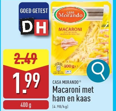 Macaroni met ham en kaas