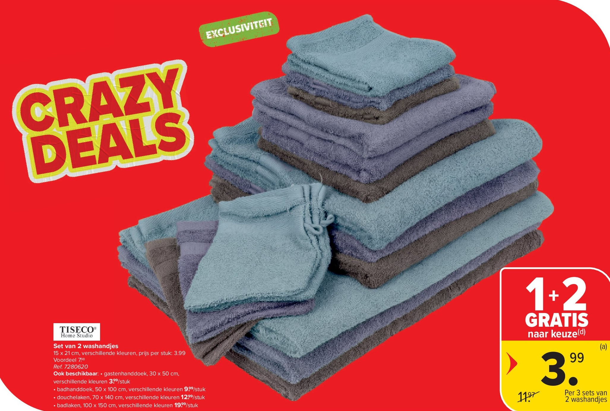 Set van 2 washandjes