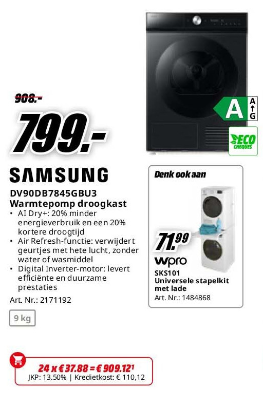 Samsung DV90DB7845GBU3 Warmtepomp droogkast