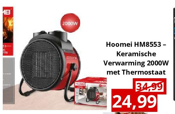 Hoomei HM8553 – Keramische Verwarming 2000W met Thermostaat