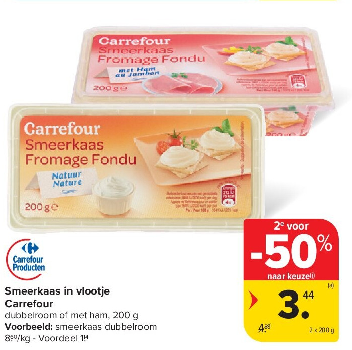 Smeerkaas in vlootje Carrefour